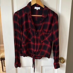 Bella Dahl Plaid Button Down Shirt in Red and Black